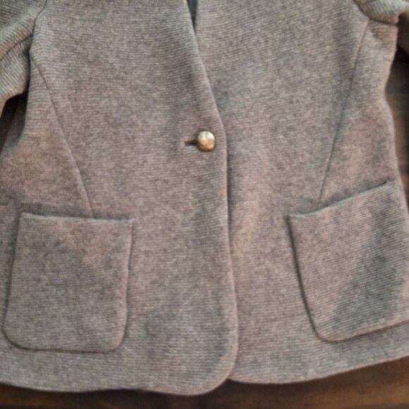 Gerard Darel Paris Grey Wool Blazer Jacket Single Button Closer Sz 44 Eu 12 US C - Picture 5 of 8